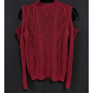 Cloud Chaser Cable Knit Sweater Vest Red Sleeveless Crew Neck Women Size XS